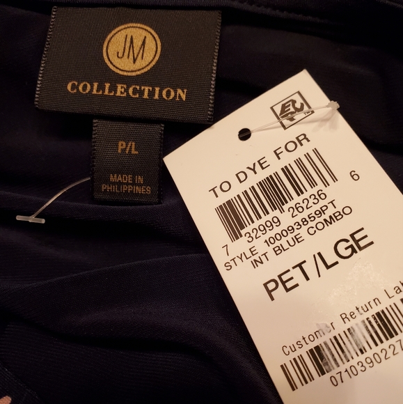 JM Collection Navy Floral Studded Tunic Top - Picture 10 of 11